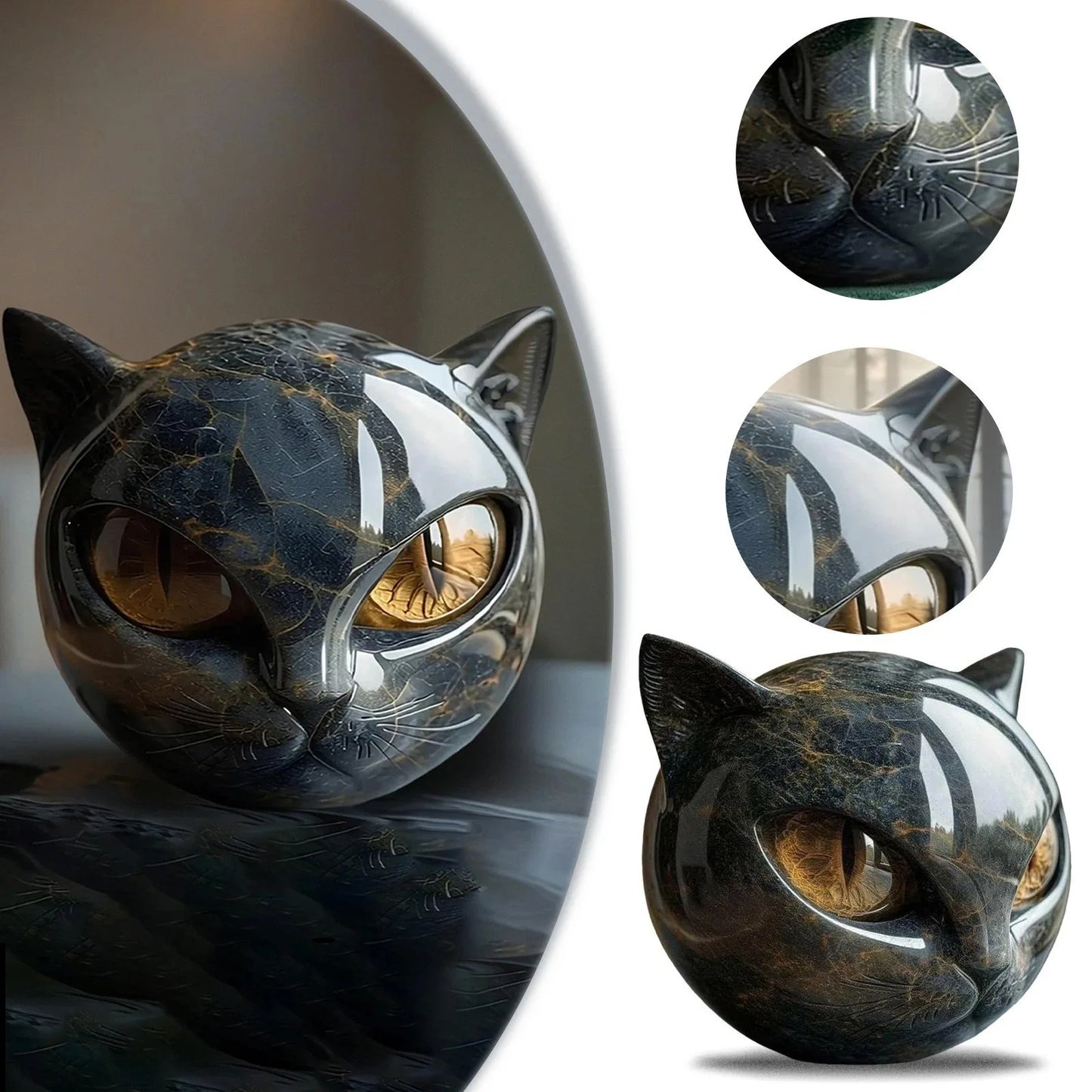 Invita el misterio y la magia a tu espacio: la figura decorativa de gato negro de piedra