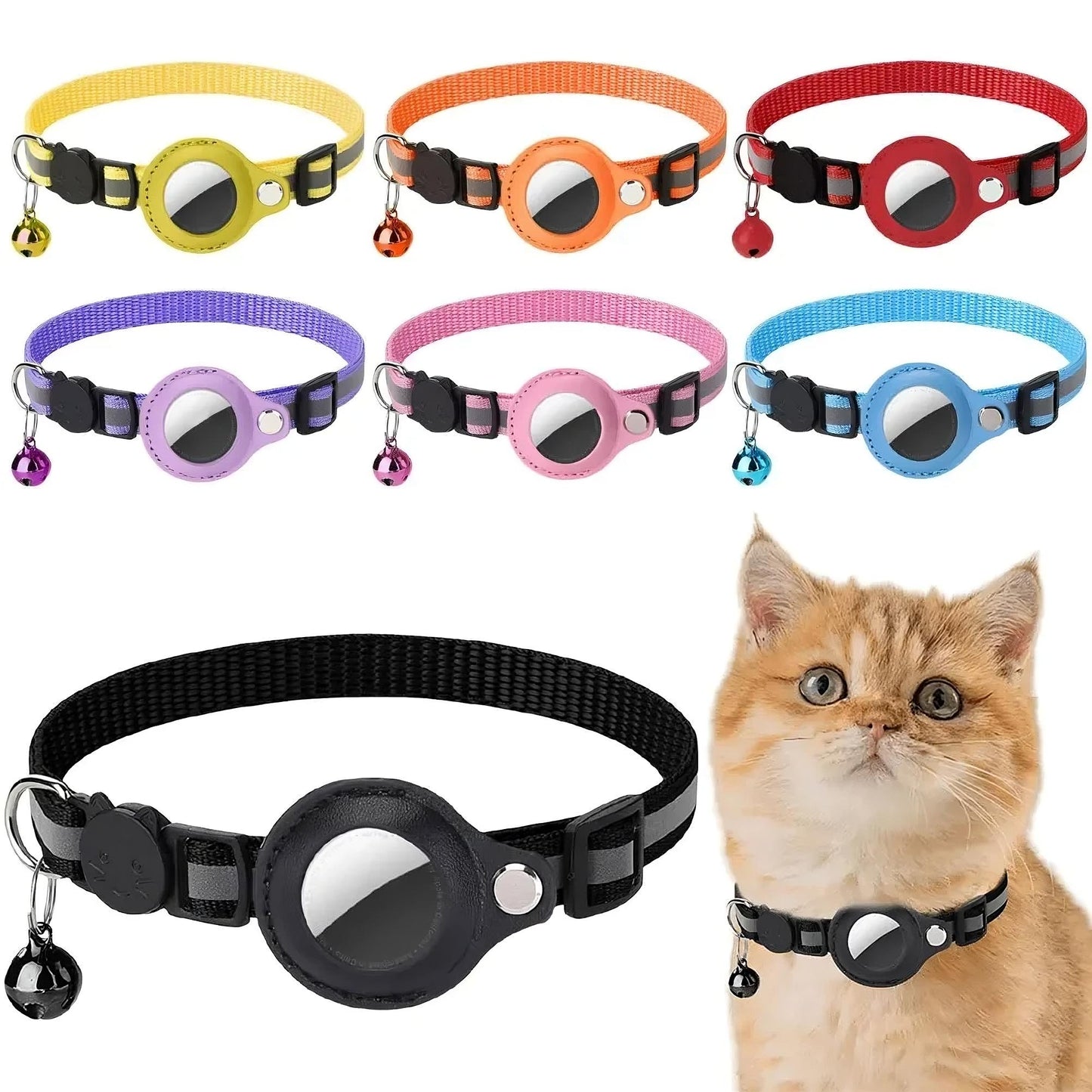 Collar reflectante para gatos con soporte para Apple AirTag