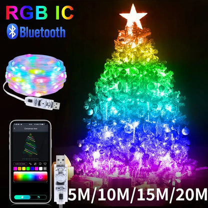 Guirnalda de luces navideñas Bluetooth RGBIC