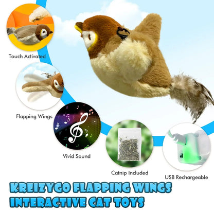 Juguete Interactivo para Gato con Pájaro Realista 🐦✨ – ¡Diversión que Despierta sus Instintos!