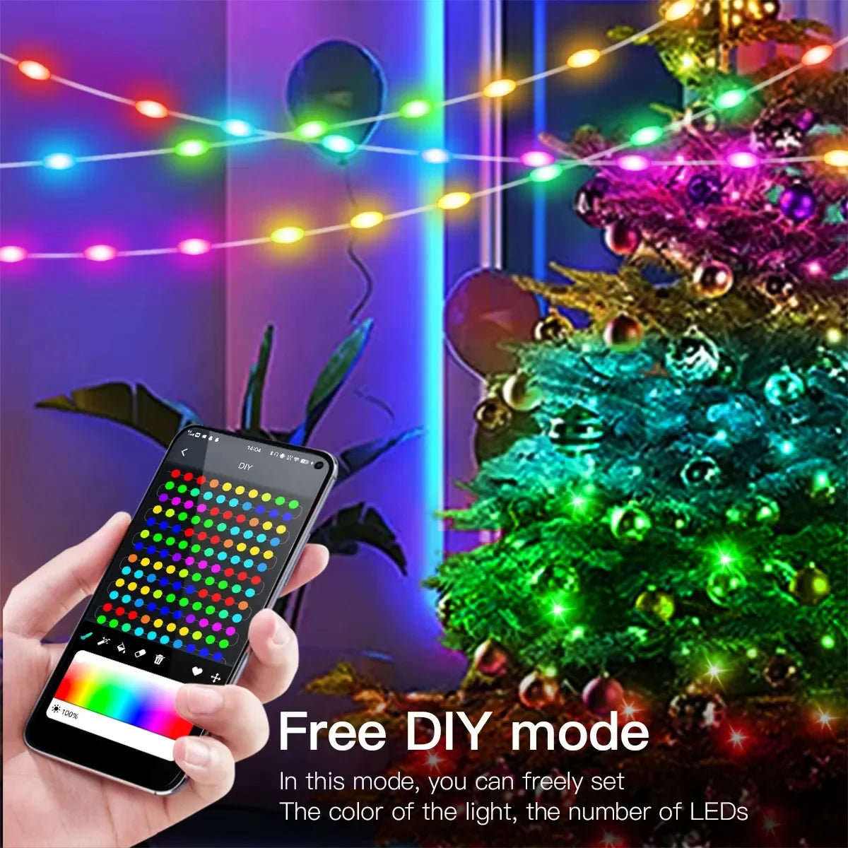 Guirnalda de luces navideñas Bluetooth RGBIC